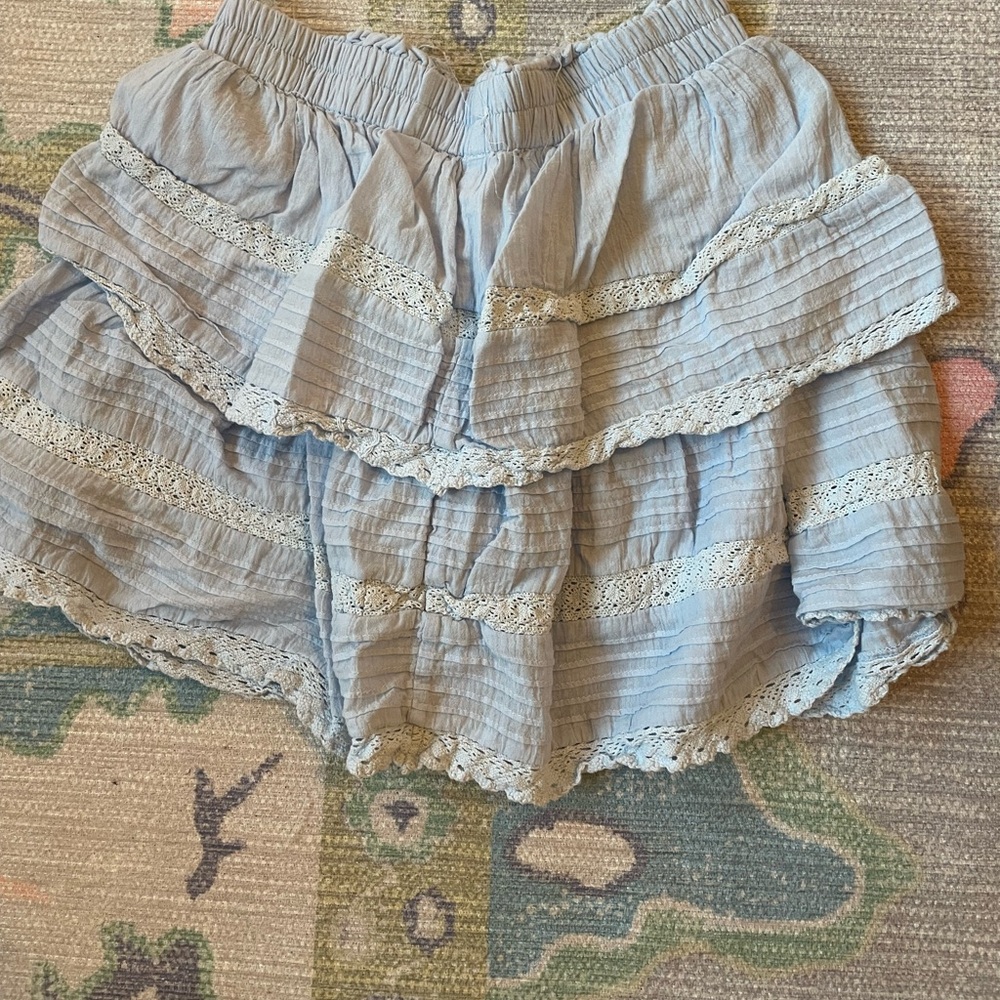 Blue and white ruffled skirt